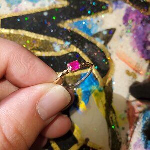 Dainty Gold Vermeil and Ruby Ring